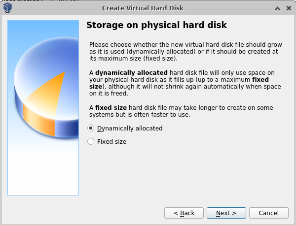 Storage on physical hard disk
